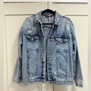 Free People distressed denim jacket